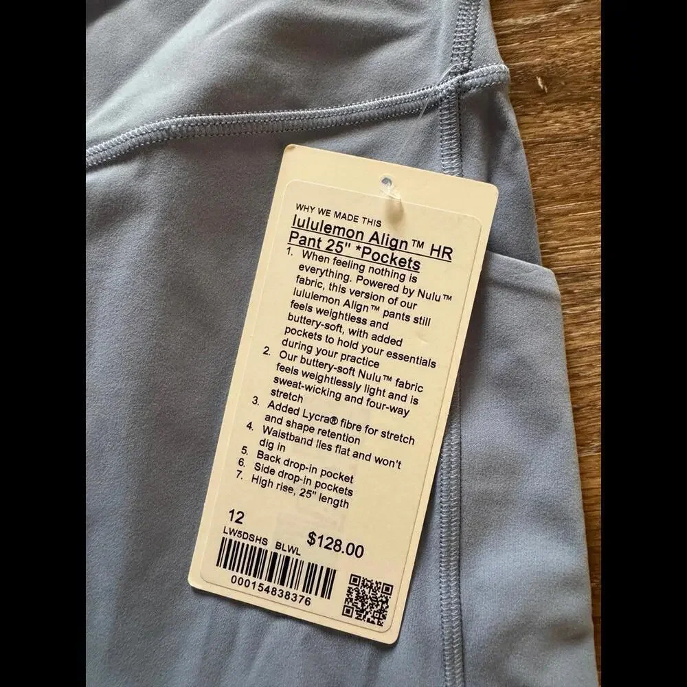 Lululemon Align With Pockets High Rise 25” Blue Willow Size 12 NWT